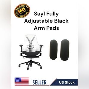 Herman Miller Sayl Chair Replacement 4D Black Arm Pads